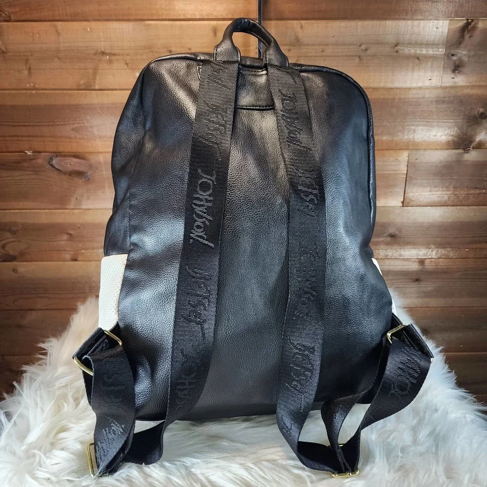 Betsey Johnson Black & White Bow Faux Leather Backpack